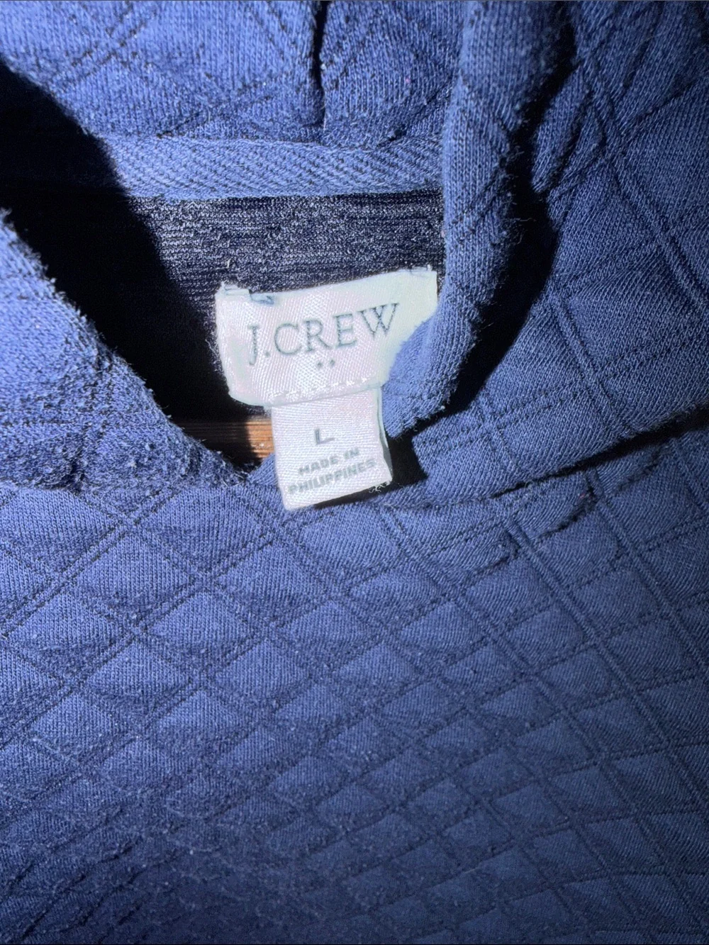 J. Crew Quilted Hooded Pullover in Navy Blue